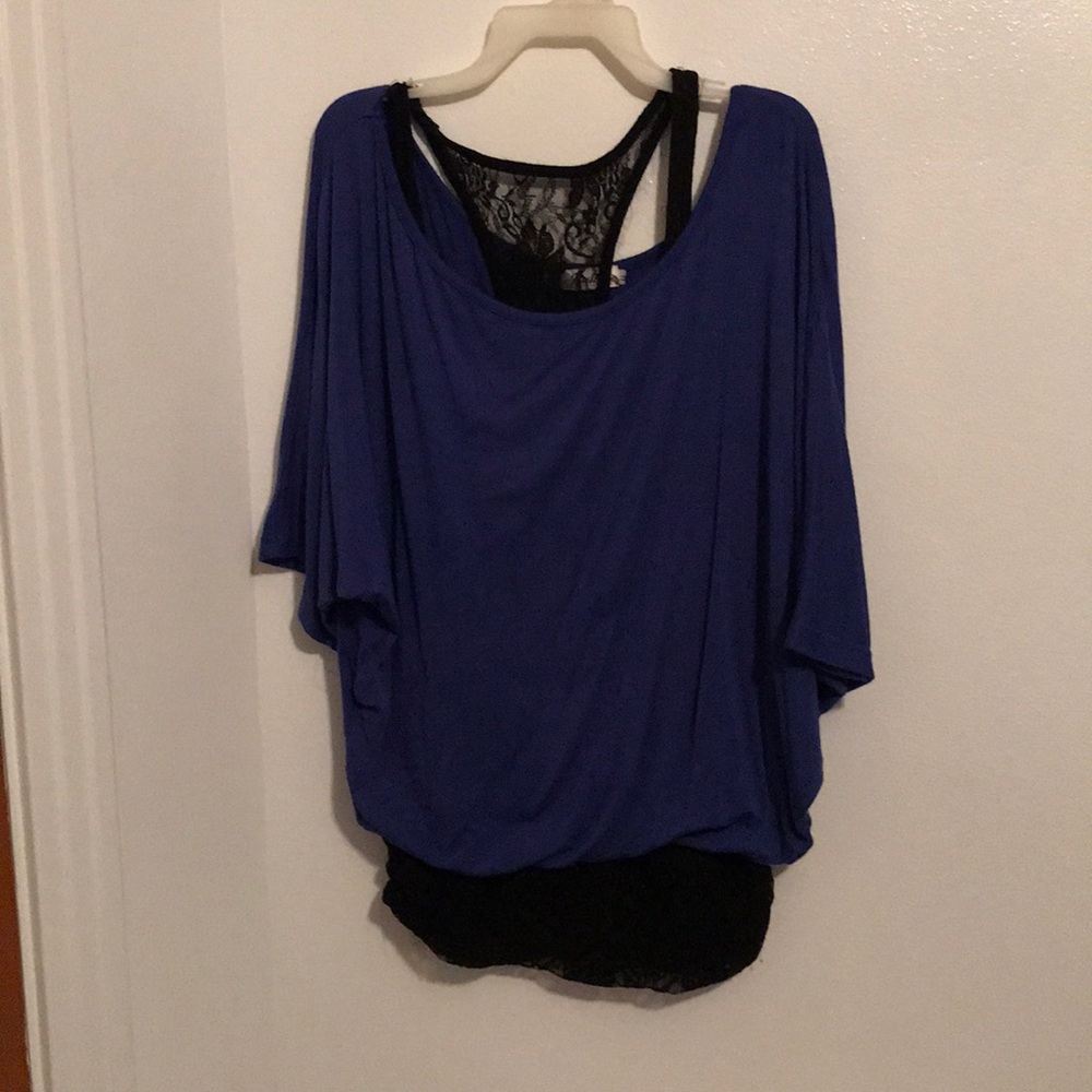 Blue and black tank top